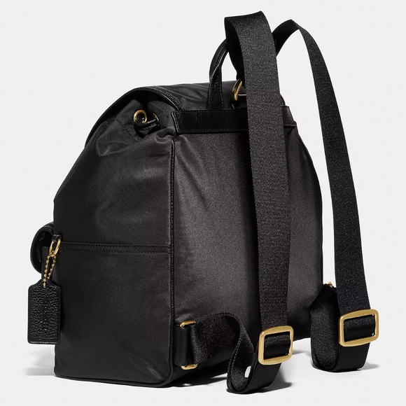 COACH Cargo Backpack Vintage Rose Print Interior Nylon & Leather Black AUTHENTIC - Picture 2 of 16